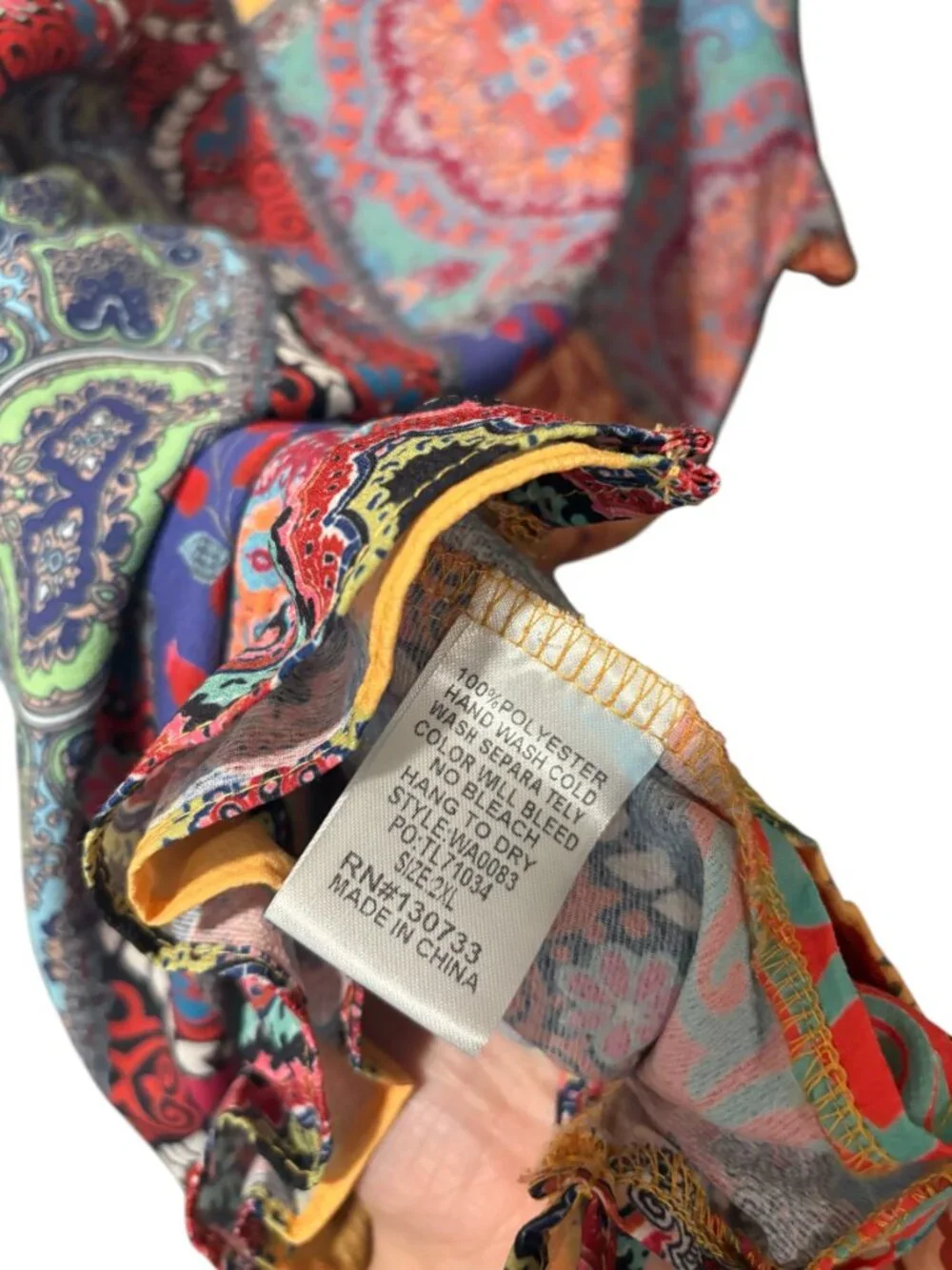Umgee Mixed Print Ruffle Sleeve Blouse - Picture 6 of 6